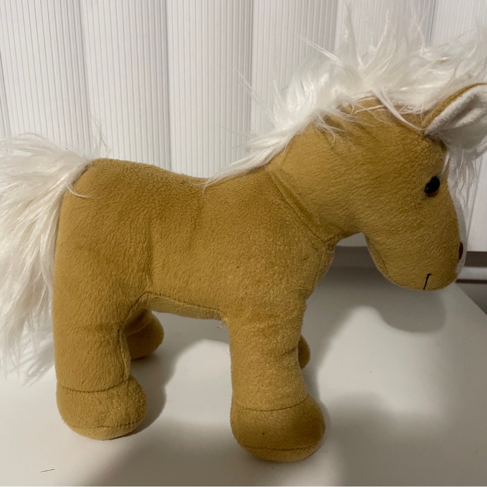 Horse Brown Tan Flowing Mane Plush Stuffed Animal Toy Plushie